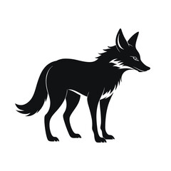 Dhole Hunting Black Silhouette – Asian Wild Dog Vector Icon