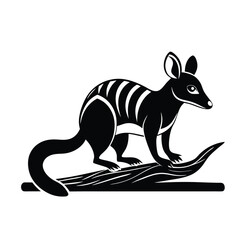Numbat on Log Silhouette Vector Icon