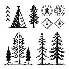 Obraz premium christmas trees collection