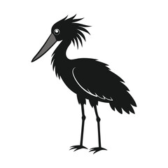 Shoebill Bird Silhouette Vector Icon