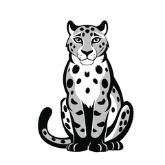 Snow Leopard Sitting Silhouette Vector Icon