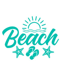 Beach typography clip art design on plain white transparent isolated background for card, shirt, hoodie, sweatshirt, apparel, tag, mug, icon, poster or badge