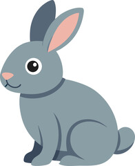 Obraz premium Adorable Gray Bunny Rabbit Sitting Illustration, Perfect for Children's Books and Designs