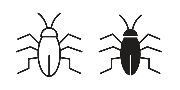 Cockroach icons in trendy linear style vector. Vector illustration