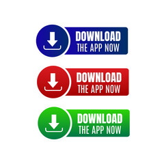 Download App Now Buttons - Blue, Red and Green