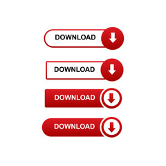 Download Button Set: Red Arrow Icons
