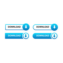 Blue Download Button Set for Website and App UI