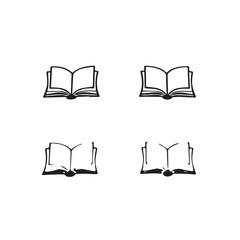 Collection of four simple black and white line art open books