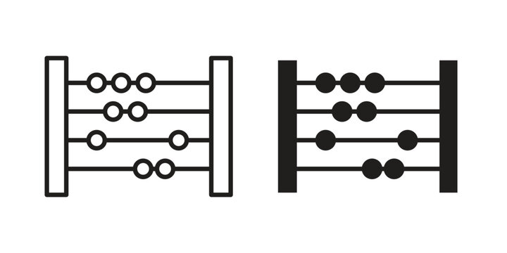 Abacus icons in trendy linear style vector. Vector illustration