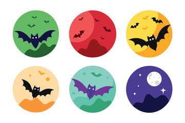 Naklejka premium Cute Halloween Bats Six Adorable Bat Illustrations for Your Projects