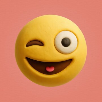 Playful emoji with winking face animation isolated asset, transparent 4K video, alpha channel, ProRes 4444