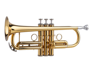 Naklejka premium Front View of Classic Brass Trumpet, isolated