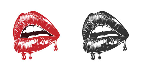 Bold and glossy women's lips silhouettes—perfect for beauty, fashion, romance, or valentine-themed designs.