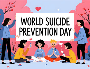 Ai generated image in vector view with World Suicide Prevention Day concept