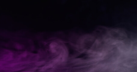 Ink fog. Color mist. Defocused purple neon water smoke texture acrylic vapor floating on abstract...