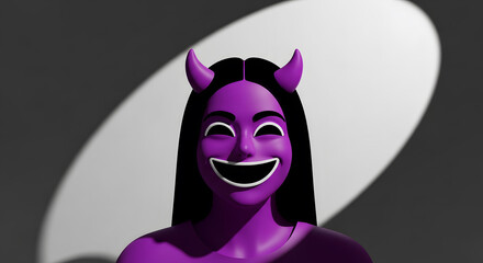 Purple Demon Girl 3D Render: A Playful Dark Fantasy