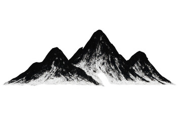 Snowy mountain peaks rising against a transparent background, creating a dramatic and majestic landscape