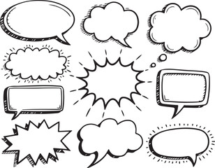 Obraz premium Collection of Black and White Comic Book Speech Bubbles
