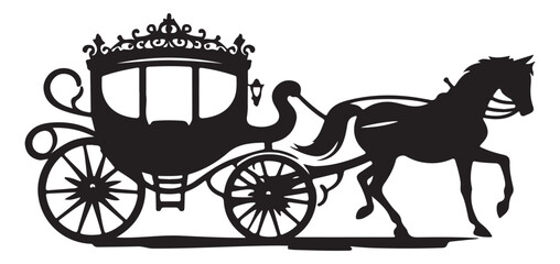 Silhouette of a Horse-Drawn Carriage Ride in the Countryside