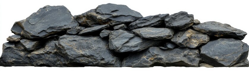 Dark Grey Rock Pile, Stone Texture, Isolated Background, Clipping Path, Rock Wall Rock pile, stone texture