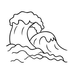 Ocean waves with foamy crests wavy lines on water