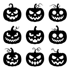 Halloween Pumpkin Set, Pumpkin SVG, Scary Pumpkin, Halloween Pumpkin SVG, Jack O'Lantern SVG, Pumpkin Silhouette, Cricut Cutout, Spooky Pumpkin, October, Scary, Celebration, Horror, Evil, Jack, Symbol