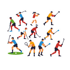 Diverse Golfers-Tennis Player Vector-Athletic People-Golf Swings-Sports Illustration-Active Lifestyle-Golfing Action-Tennis Serve-Variety of Athletes-Dynamic Poses