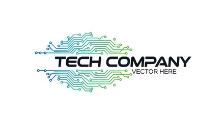 A tech company logo featuring circuit board design and text elements.