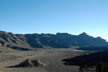 volcanic landscape found on the ascent to the volcano teide
