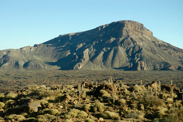 volcanic landscape found on the ascent to the volcano teide