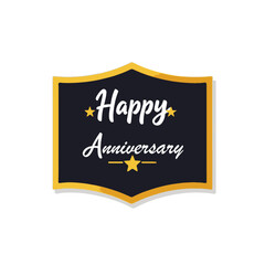 Happy Anniversary Graphic-Elegant Gold and Black Anniversary Celebration-Stylish Anniversary Card Design-Festive Anniversary Symbol Image
