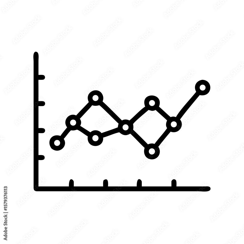 Poster A simple line graph with circular data points plotted on x and y axes showing data fluctuations clearly