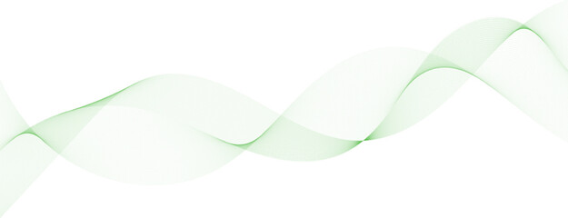 Abstract background, wavy abstract green lines in wave shape, data flow concept, white background 