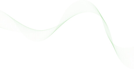 Abstract green flowing wave lines isolated on transparent background, creating a dynamic and elegant motion effect