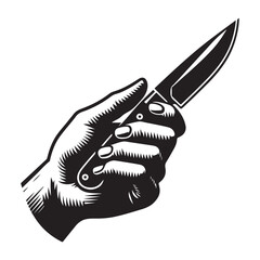 Hand Holding a Knife Silhouette, Ready for Any Task