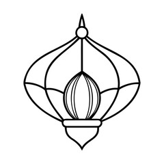 Line art a decorative lantern with a pointed top bottom on outline decoration