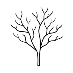 Tree branches on with thin lines simple design outline graphic