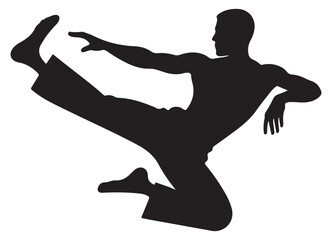 Dynamic Silhouette Art of a Person Doing a Martial Arts Kick