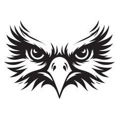 Intense Eagle Head with Piercing Eyes Black Vector Art