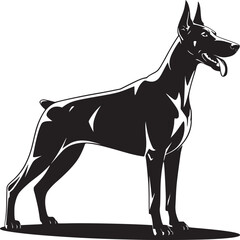 Black doberman pinscher dog vector illustration breed profile standing guard animal pet canine breed artwork
