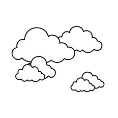 Outline cloud shapes on various sizes arrangements graphic clouds weather