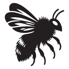 Detailed Bee Silhouette Illustration, Flying Insect Vector Graphic