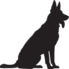 German shepherd silhouette vector art illustration graphic pet dog animal canine breed domestic mammal black