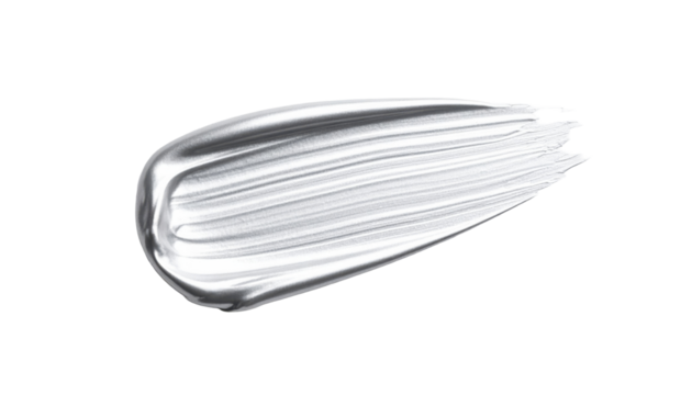 Smooth Metallic Chrome Silver Paint Stroke on Transparent Background