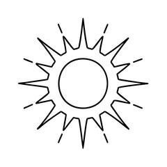 Sun symbol with spiky rays radiating from a central circular shape on weather light