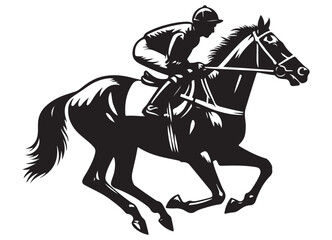 Dynamic Horse Racing Silhouette Illustration of Rider and Mount