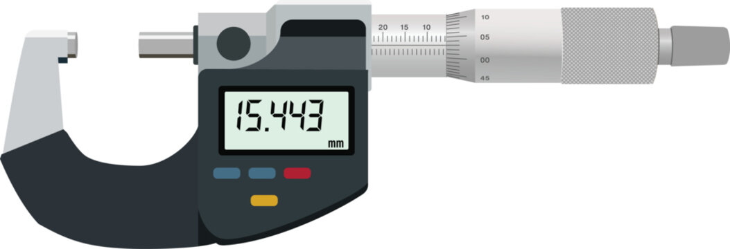 Digital Micrometer &ndash; Precision Measuring Tool Vector Illustration