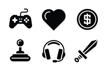 Black silhouette vector icon set for web design and business concepts