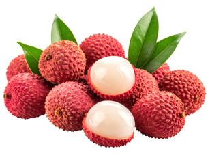 Litchi. Ripe fresh litchi on white background in photo studio