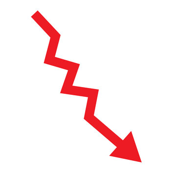 
Red Zigzag Downward Arrow, Volatile Decline & Negative Market Trends &ndash; Indicating Fluctuation with Overall Decrease in Business & Finance Performance